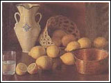 Bodegón "Limones y Cerámica", 1950 Óleo sobre lienzo. 74 x 5 cms