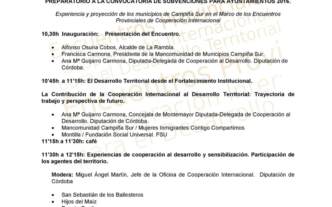 2º ENCUENTRO SOBRE COOPERACIÓN INTERNACIONAL Y DESARROLLO TERRITORIAL