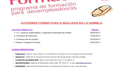 PÍLDORAS FORMATIVAS, programa de formación para desempleados/as en LA RAMBLA